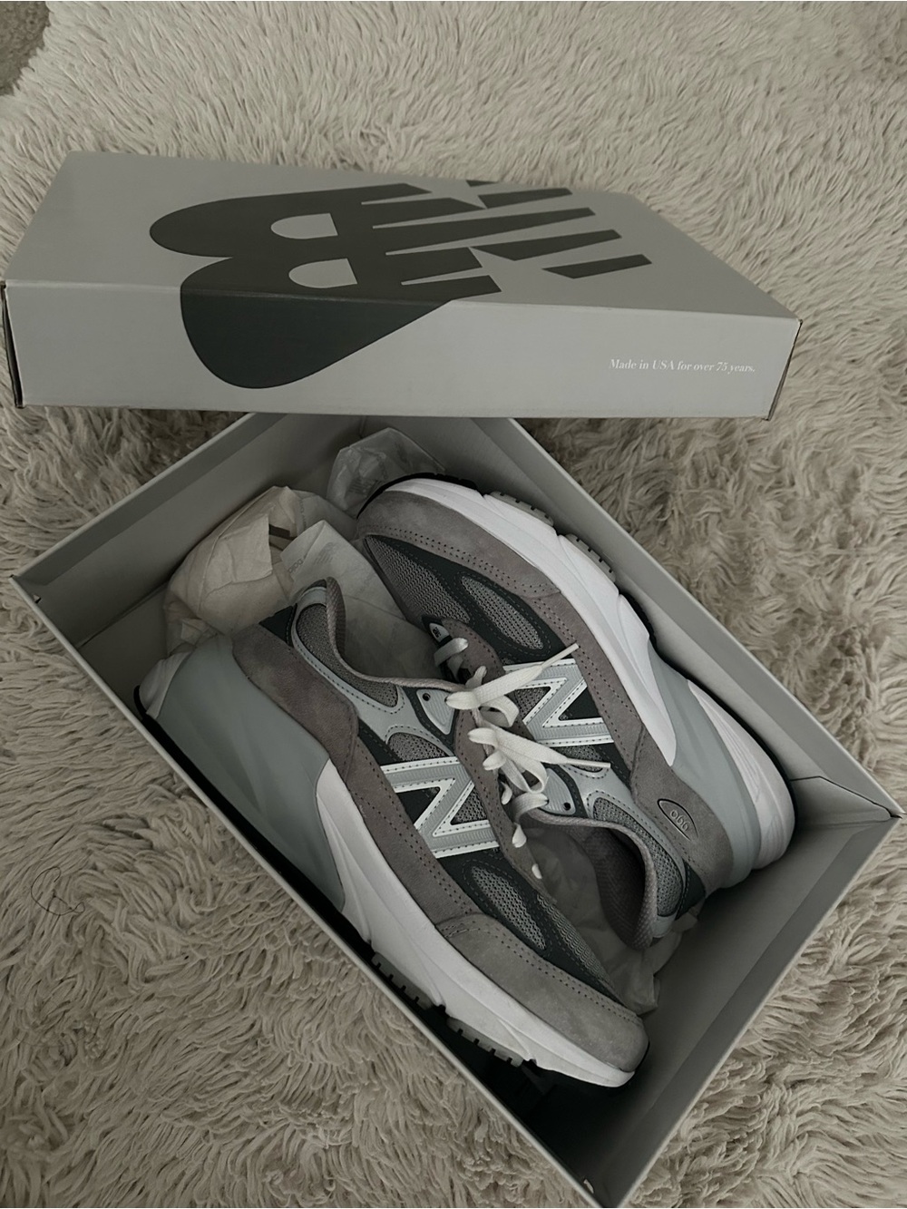 New Balance Light Gray Shoe Box with Label